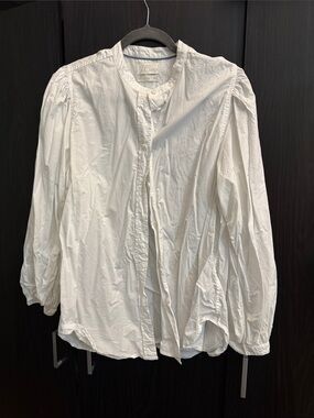 J. Crew White Band-Collar Button-Down Shirt